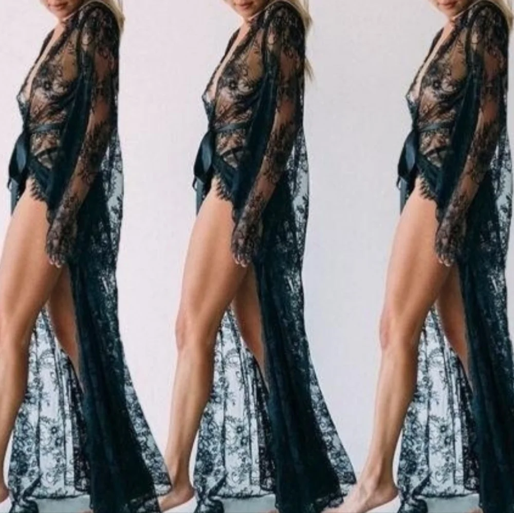 Elegant Black Lace Swim Cover-Up - Picture 14 of 16